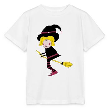 Hexe auf der Besen - Stanley/Stella Kinder T-Shirt MINI CREATOR  - Weiß - Vorne - Maike (125cm)