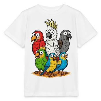 Lebendige Papageienbande Illustration - Stanley/Stella Kinder T-Shirt MINI CREATOR  - Weiß - Vorne - Maike (125cm)