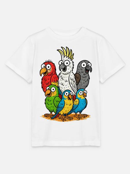 Lebendige Papageienbande Illustration - Stanley/Stella Kinder T-Shirt MINI CREATOR - Weiß