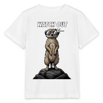 Coole Erdmännchen watch out Design - Stanley/Stella Kinder T-Shirt MINI CREATOR  - Weiß - Vorne - Maike (125cm)