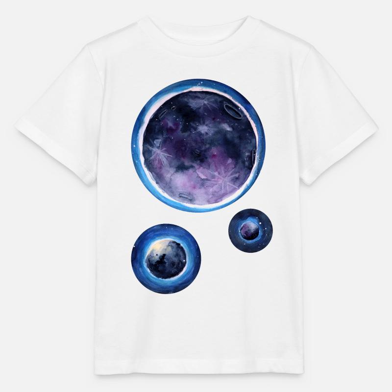Aquarelle Planétaire Bleu Violet - T-shirt bio MINI CREATOR Stanley/Stella Enfant - blanc
