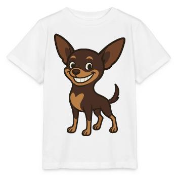 Grinsender Chihuahua Cartoon Hund - Stanley/Stella Kinder T-Shirt MINI CREATOR  - Weiß - Vorne - Maike (125cm)