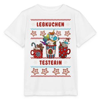 Lebkuchen Testerin mit Einhorn Weihnachten - Stanley/Stella Kinder T-Shirt MINI CREATOR  - Weiß - Vorne - Maike (125cm)