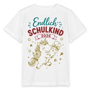 Endlich Schulkind 2026 Unicorn - Stanley/Stella Kinder T-Shirt MINI CREATOR  - Weiß - Vorne - Maike (125cm)
