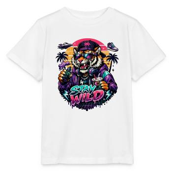 Tiger DJ Stay Wild Neon - Stanley/Stella MINI CREATOR Kids’ T-Shirt - white - Front - Maike (125cm)