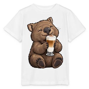 Wombat mit Latte Macchiato - Stanley/Stella Kinder T-Shirt MINI CREATOR  - Weiß - Vorne - Maike (125cm)