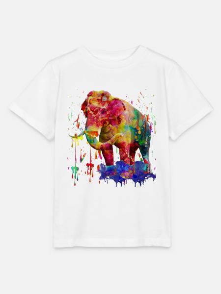 Bunter Elephant, Elefant - Stanley/Stella Kinder T-Shirt MINI CREATOR - Weiß