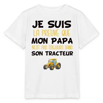 Je suis la preuve que mon papa tracteur - T-shirt bio MINI CREATOR Stanley/Stella Enfant - blanc - Devant - Maike (125cm)