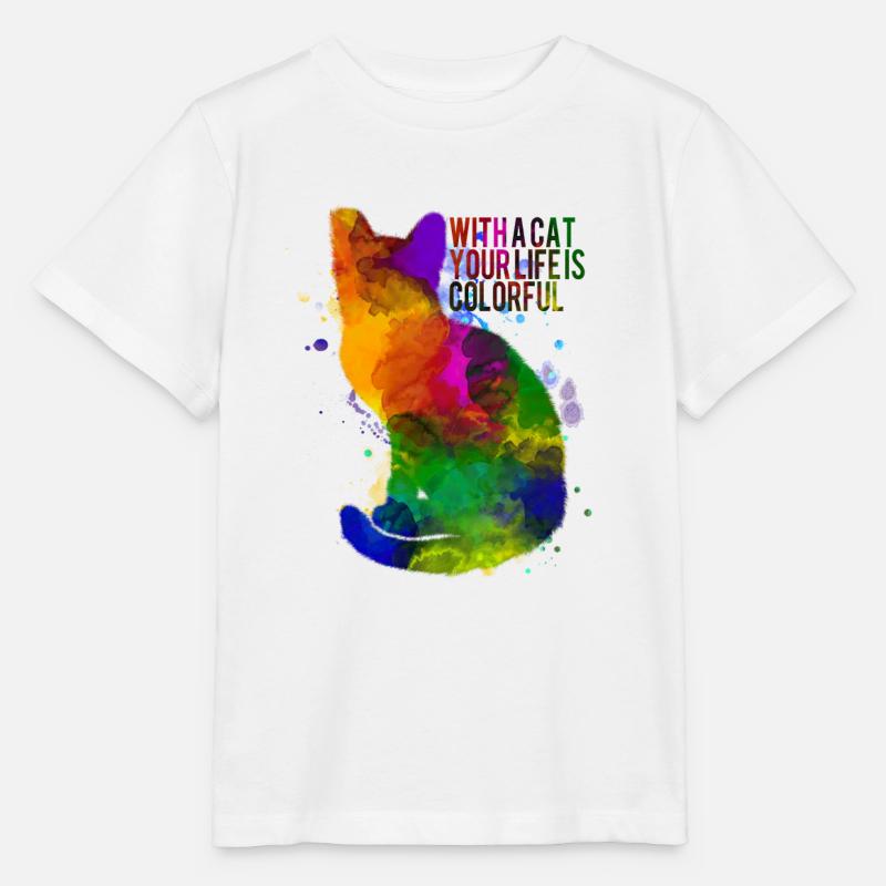Bunte Katze - Stanley/Stella Kinder T-Shirt MINI CREATOR  - Weiß
