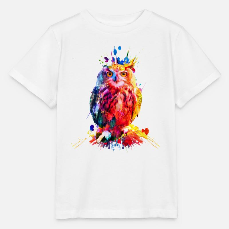 Bunte Eule, Aquarell - Stanley/Stella Kinder T-Shirt MINI CREATOR  - Weiß