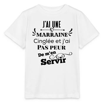 Marraine cinglée j'ai pas peur de m'en servir - T-shirt bio MINI CREATOR Stanley/Stella Enfant - blanc - Devant - Maike (125cm)