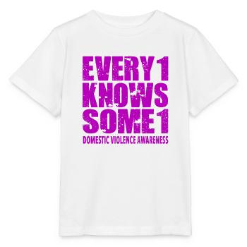 Domestic Violence Awareness 2022 #Every1KnowsSome1 - Stanley/Stella MINI CREATOR Kids’ T-Shirt - white - Front - Maike (125cm)