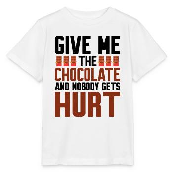 Give Me The Chocolate And Nobody Gets Hurt - Stanley/Stella Kinder T-Shirt MINI CREATOR  - Weiß - Vorne - Maike (125cm)