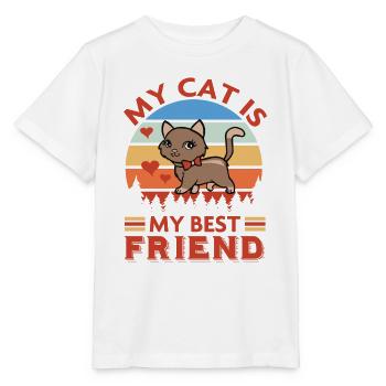 Mon chat est mon meilleur ami - T-shirt bio MINI CREATOR Stanley/Stella Enfant - blanc - Devant - Maike (125cm)