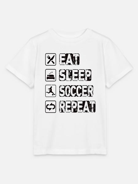 Eat Sleep Soccer Repeat - Stanley/Stella Kinder T-Shirt MINI CREATOR - Weiß