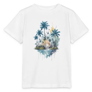 Serene Tropical Waters watercolor painting - Stanley/Stella MINI CREATOR Kids’ T-Shirt - white - Front - Maike (125cm)