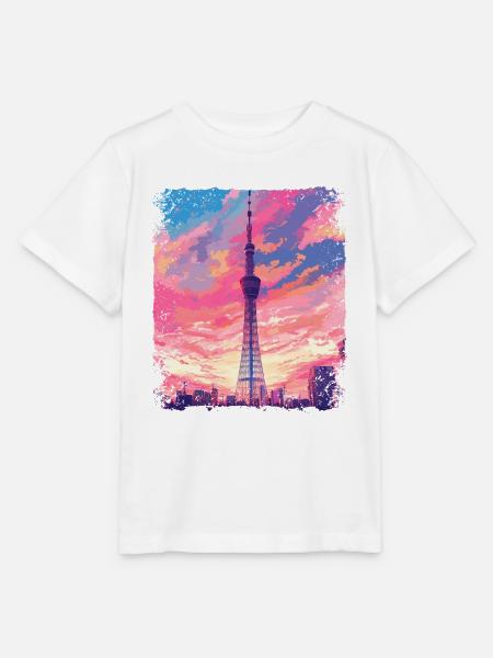 Vaporwave Ästhetischer Skytree Tokyo Japanischer Anblick - Stanley/Stella Kinder T-Shirt MINI CREATOR  - Weiß