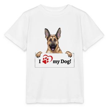 J’aime mon chien - Berger allemand - T-shirt bio MINI CREATOR Stanley/Stella Enfant - blanc - Devant - Maike (125cm)