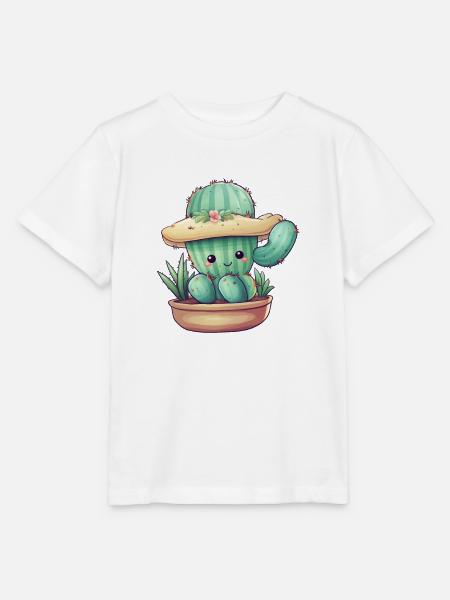 Cute süßer Kaktus mit Sonnenbrille für Sommer - Stanley/Stella Kinder T-Shirt MINI CREATOR - Weiß