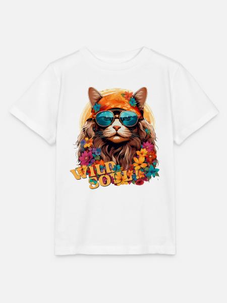 Hippie-Kätzchen mit Bandana und Alma Salvaje-Brille - Stanley/Stella Kinder T-Shirt MINI CREATOR - Weiß