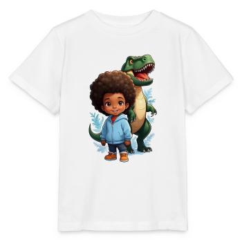 Weihnachten im Schnee mit Dino - Stanley/Stella Kinder T-Shirt MINI CREATOR  - Weiß - Vorne - Maike (125cm)