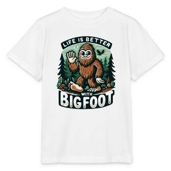 Funny Life is Better with Bigfoot Happy Squatchin' - Stanley/Stella MINI CREATOR Kids’ T-Shirt - white - Front - Maike (125cm)
