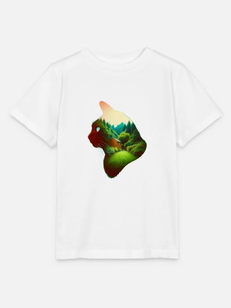 Nature in Cat Pattern - Stanley/Stella Kinder T-Shirt MINI CREATOR  - Weiß