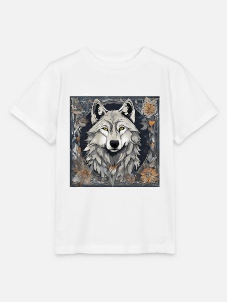 Kunstvolles herbstliches Wolfsmotiv - Stanley/Stella Kinder T-Shirt MINI CREATOR  - Weiß