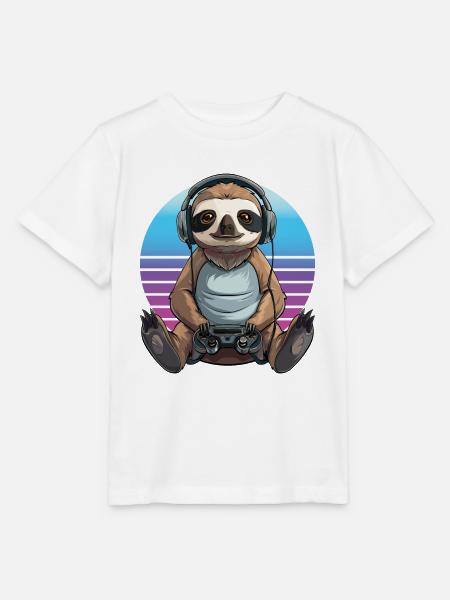 Faultier gaming Retro - Stanley/Stella Kinder T-Shirt MINI CREATOR - Weiß
