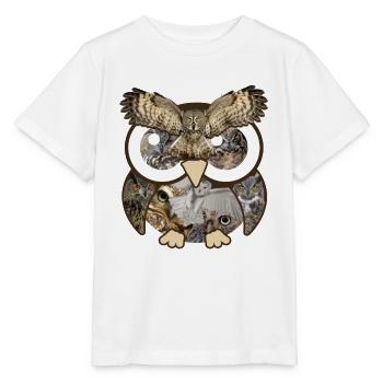 Eulen Fotos Collage Große Augen Niedlicher Nachtvogel - Stanley/Stella Kinder T-Shirt MINI CREATOR  - Weiß - Vorne - Maike (125cm)