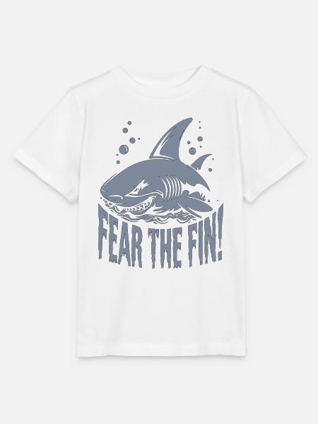 HAI, FÜRCHTE DIE FLOSSE - Stanley/Stella Kinder T-Shirt MINI CREATOR  - Weiß