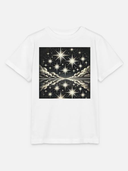 Funkelnder Nachthimmel Sternschnuppe Sterne - Stanley/Stella Kinder T-Shirt MINI CREATOR  - Weiß