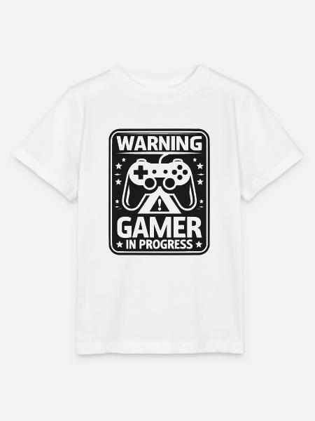 Warnung Gamer in Arbeit - Stanley/Stella Kinder T-Shirt MINI CREATOR - Weiß