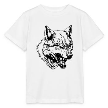Wolf Porträt - Stanley/Stella Kinder T-Shirt MINI CREATOR  - Weiß - Vorne - Maike (125cm)