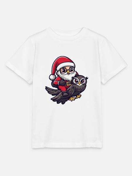 Eule Weihnachtsmann Cartoon - Stanley/Stella Kinder T-Shirt MINI CREATOR  - Weiß