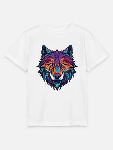 Wolf Portrait - Stanley/Stella Kinder T-Shirt MINI CREATOR - Weiß