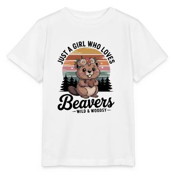 Just a girl who loves beavers - Stanley/Stella Kinder T-Shirt MINI CREATOR  - Weiß - Vorne - Maike (125cm)