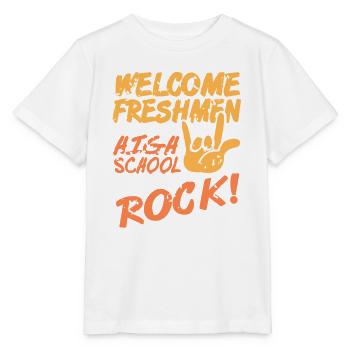Bienvenue aux étudiants de première année de l’école secondaire Rock Vibes - T-shirt bio MINI CREATOR Stanley/Stella Enfant - blanc - Devant - Maike (125cm)
