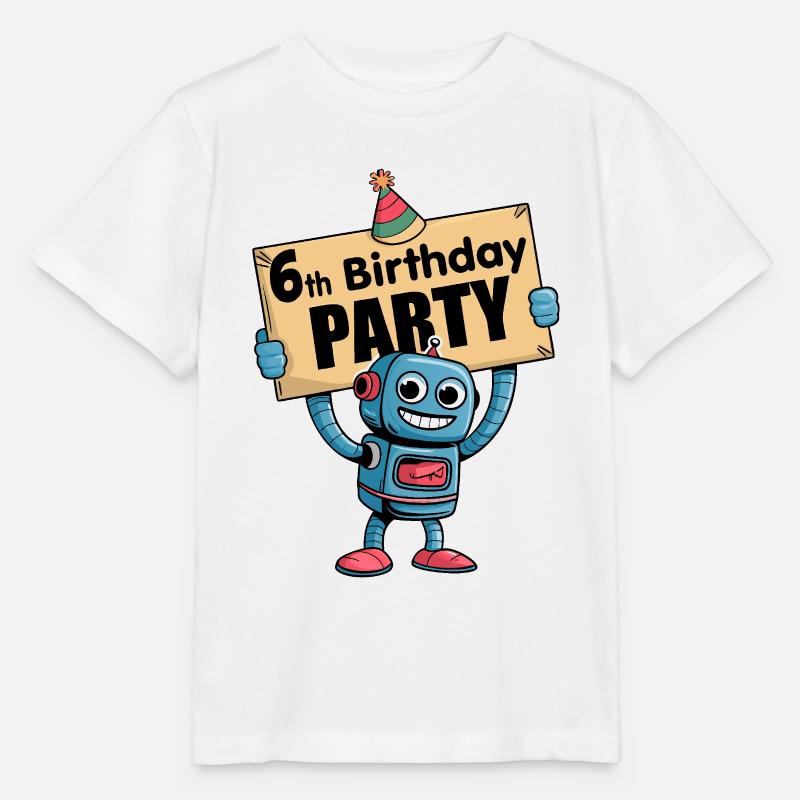 J’ai six ans Robot d’anniversaire de six ans - T-shirt bio MINI CREATOR Stanley/Stella Enfant - blanc