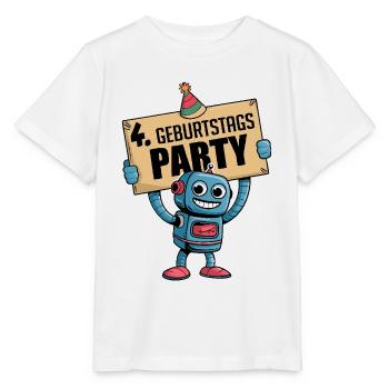 Ich bin 4 Jahre vierter Geburtstag mit Roboter - Stanley/Stella Kinder T-Shirt MINI CREATOR  - Weiß - Vorne - Maike (125cm)
