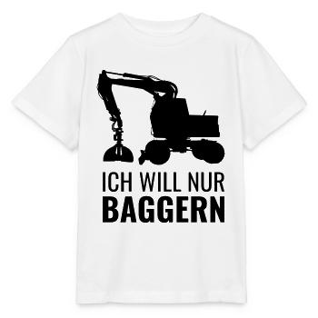 Ich will nur baggern Bagger Vektor schwarz - Stanley/Stella Kinder T-Shirt MINI CREATOR  - Weiß - Vorne - Maike (125cm)