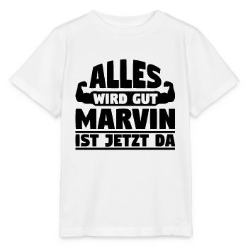 Alles wird gut Marvin ist jetzt da - Stanley/Stella Kinder T-Shirt MINI CREATOR  - Weiß - Vorne - Maike (125cm)