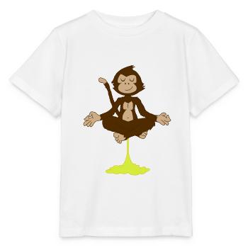 furzender Affe meditiert. Geschenkidee für lustige - Stanley/Stella Kinder T-Shirt MINI CREATOR  - Weiß - Vorne - Maike (125cm)
