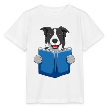 Chien livres livre lecture bouquin chien cadeau - T-shirt bio MINI CREATOR Stanley/Stella Enfant - blanc - Devant - Maike (125cm)