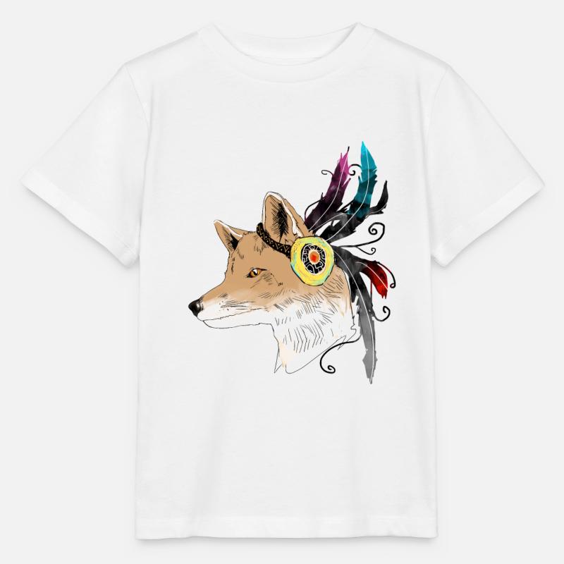 Fuchs mit Feder / Indianer - Stanley/Stella Kinder T-Shirt MINI CREATOR - Weiß