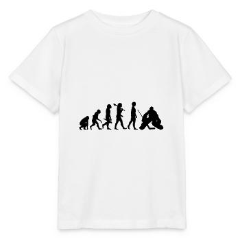 Evolution de l'homme des cavernes au joueur de hockey sur glace - T-shirt bio MINI CREATOR Stanley/Stella Enfant - blanc - Devant - Maike (125cm)