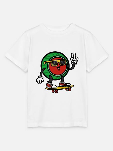 Skateboarder Watermelon , Wassermelone - Stanley/Stella Kinder T-Shirt MINI CREATOR  - Weiß