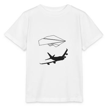 Paper plane with shadow. Gift for pilot - Stanley/Stella MINI CREATOR Kids’ T-Shirt - white - Front - Maike (125cm)