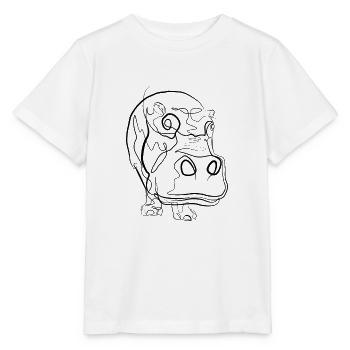 Nilpferd - one line drawing - Stanley/Stella Kinder T-Shirt MINI CREATOR  - Weiß - Vorne - Maike (125cm)