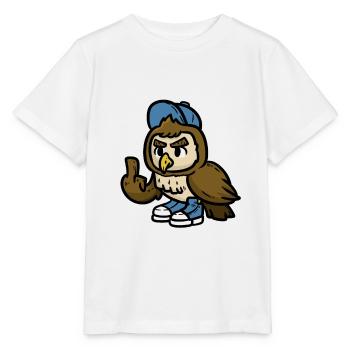 Owl Shows Middle Finger - Stanley/Stella MINI CREATOR Kids’ T-Shirt - white - Front - Maike (125cm)